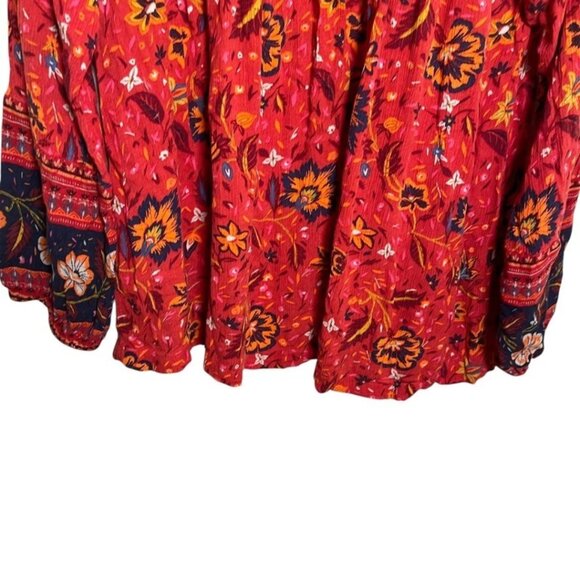 Old Navy women large red floral artsy flowy boho blouse - Picture 3 of 10